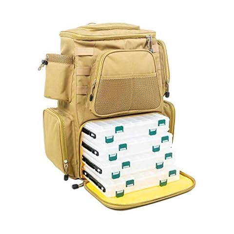 Thorza Angelausrüstungs-Rucksack, wasserdicht, robust, mit mehreren Fächern - große Angeltasche für Köder Cover