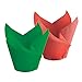 Hoffmaster 40697700 Tulip Bake cup, Large, 2-1/4" x 4", Red/Green (4 Packs of 125)