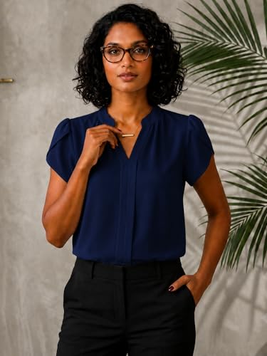 Image of Keiraa Women Blouse Half Sleeves Office Lady Shirt Women Tops