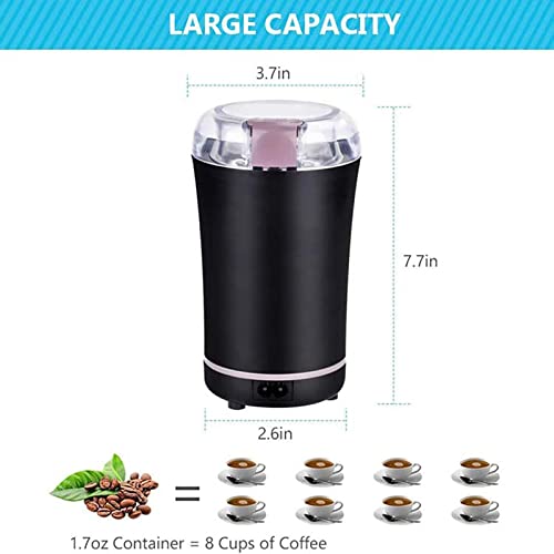 GEETAC Molinillo de café eléctrico de 300 W, capacidad con cuchillas de acero inoxidable, cepillo de limpieza portátil… - Imagen 5