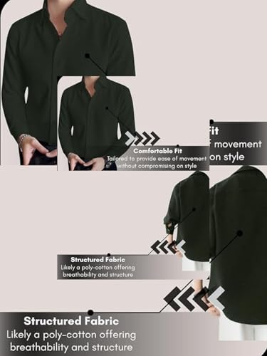 Image of Leriya Fashion Men's Formal Button Down Shirt - Slim Fit Shirt's for Men | Textured Long Sleeve Polycotton| Business & Meeting Ready (Available in Plus Size)
