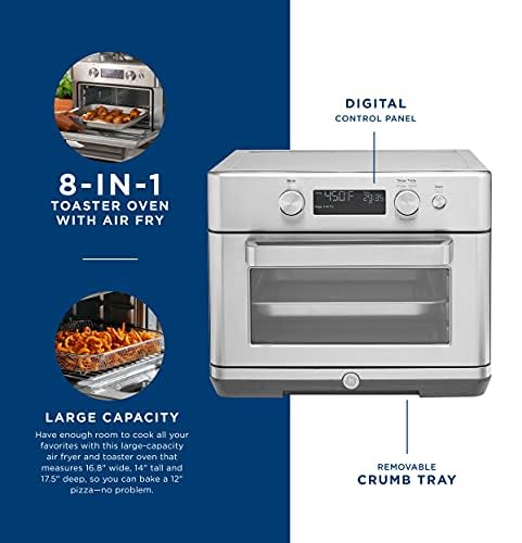Image of GE Digital Air Fryer Toaster Oven + Accessory Set | Convection Toaster with 8 Cook Modes | Large Capacity Oven - Fits 12 inch Pizza | Countertop Kitchen Essentials | Stainless Steel