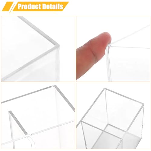 Image of Clear Makeup Brush Organizer,Acrylic Cosmetic Brushes Storage Holder with 4 Slots,Pencil Pen Holder for Desk,Desk Organizer and Accessories for Vanity