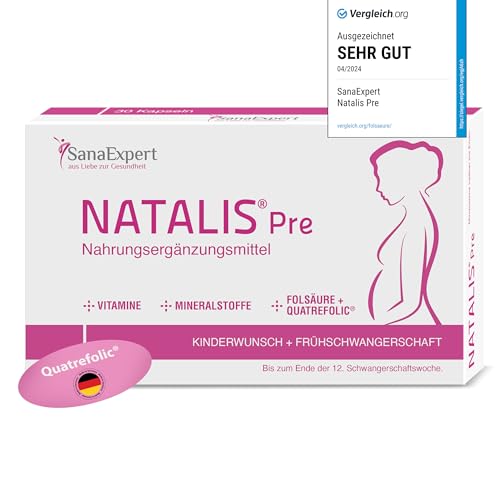 SanaExpert® Natalis Pre – Folsäure, Quatrefolic®, Eisen und 21 weitere Inhaltsstoffe für...