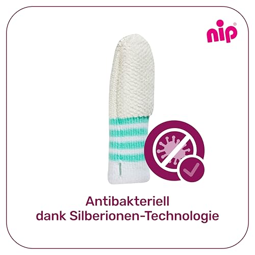 nip - Mundpflege-Fingerling | ab 0 Monaten | 2er Pack | sanfte, weiche Fingerzahnbürste zur Reinigung und Massage von Zahnfleisch, Zunge und ersten Zähnchen | antibakteriell