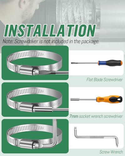 JatilEr 70-90mm Hose Clips, 8 Pcs Adjustable Hose Clamps 304 Stainless Steel Pipe Clips - Image 4
