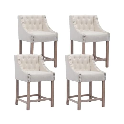 EALSON Counter Height Bar Stools Set of 4 Farmhouse Barstools with Back Mid Century Modern Bar Chairs with Wood Legs Upholstered Counter Stools for Kitchen Island/Home Bar/Pub, Linen Beige