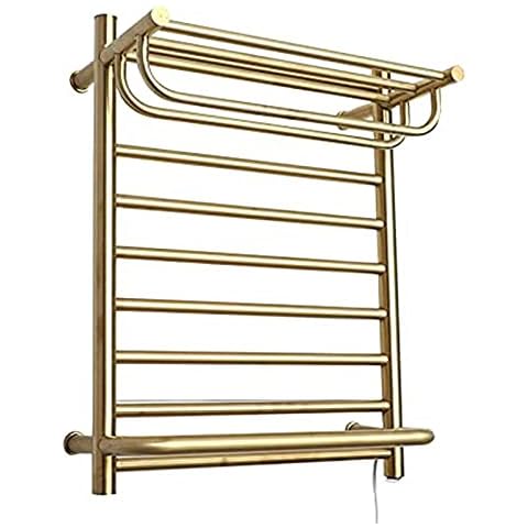 ZAKSEM With Shelf Electric Heated Towel Rail Thermostat Towel Rack 304 Stainless Steel Energy Efficient Wall Mount Towel Warmer For Bathroom (Color : Hardwired) (Hardwired) Cover
