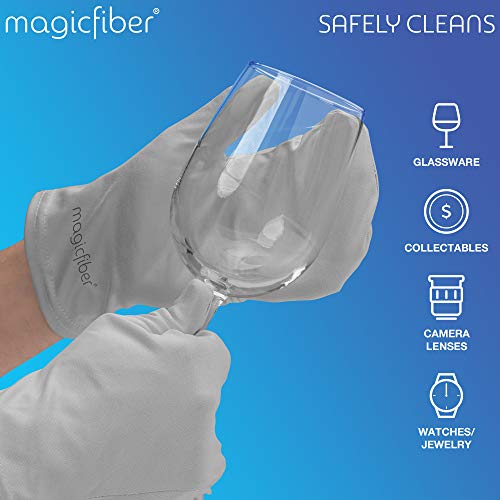 Magicfiber Microfiber Cleaning Cloth Gloves (1 Pair) Easily Clean, Polish & Dust Crystal, Wine Glass, Screens, Silver, Silverware, Glasses, Lens - Jewelry Cleaning Cloth - Wine Glass Cleaner #TOP2