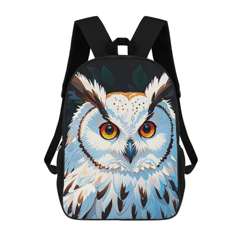 Backpack for Women Men White Owl Themed Animal Rucksack 17 In Laptop Backpack Computer Bag Travel Casual Dayback
