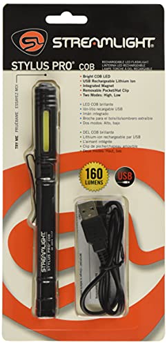 Weekly Top Sale STREAMLIGHT 66700 Stylus Pro Cob with 19" USB Cord, Black, Clam Package