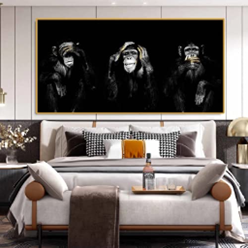 Tableau singe moderne 90x180cm sans cadre grande toile pour décoration murale de salon
