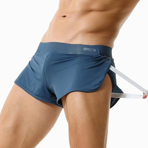Mens Mesh Shorts 3 Inch Inseam Gym Running Sweat Shorts Jockstrap Large Split Sides2