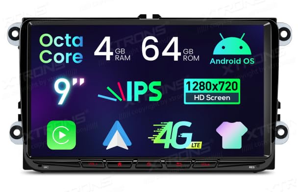 XTRONS ID90MTVL Autoradio GPS pour Golf Passat Tiguan Seat Skoda ANDROID 14 CARPLAY Auto WiFi 4G