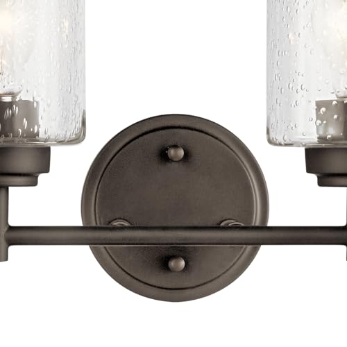 Image of KICHLER Winslow 12.75 inch 2 Light Vanity Light with Clear Seeded Glass in Olde Bronze
