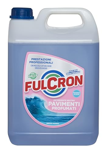 FULCRON Detergente Neutro Pavimenti Profumati, Detersivo Pavimenti Profumato ad Asciugatura Rapida, Senza Risciacquo, Profumo Brezza Marina, 5L