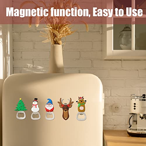 Magnetic Beer Bottle Opener 5 Pcs, Christmas Day Cute Fridge Magnet Corkscrew Home Decoration Easy To Store, Beer Perfect Festival Gifts For Men Women Mother Friends Girlfriend And Boyfriend #TOP4