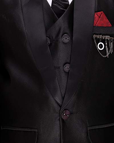 Image of FOURFOLDS 5 Piece Coat Suit with Shirt Pant Blazer Waistcoat & Tie for Kids & Boys 123