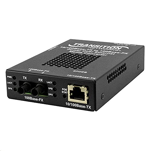 Transition Networks 2-Ports Unmanaged 10/100Base-TX 100Base-FX Wall Mountable Transceiver/Media Converter (SPOEB1011-105-NA)