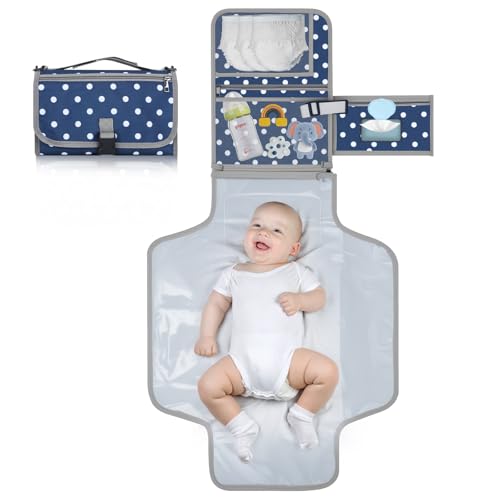 Romon Cambiador Bebé Portátil, Bolsa para Pañales, Cambiador Portátil Bolsa Lavable, Plegable y Extraíble para Guardar Pañales y Bolsa para Pañales para Llevar, Comoda Bebe, Azul