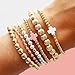 HUASAI Gold Beaded Bracelets for Women Trendy Non Tarnish Gold Bracelet Stack Jewelry Sets Paperclip Cross Bracelets Set Stackable Jewelry for Birthday Gifts