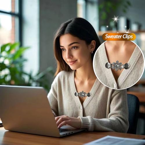 6pcs retro sweater clips for cardigans vintage cinch clip for dresses variety of styles dress clip back of shirts cinches shawl clips for different women clothing 3 sizes