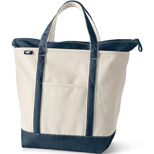 lands39 end zip top canvas tote bag