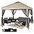 CROWN SHADES Gazebo 10x10 Pop Up Canopy with Mosquito Netting, Screen Tent with 4 Ropes, 8 Stakes, 4 Sandbags and Wheeled Storage Bag, Canopy for Patio & Backyard, Beige