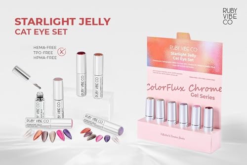 Set de esmaltes gel Cat Eye Starlight Jelly Ruby Vibe miniatura 2