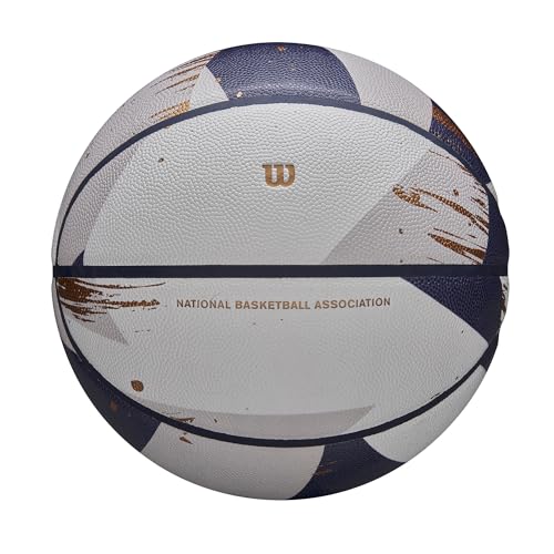 WILSON NBA Champagne Series Basketball – Weiß/Blau/Gold, Größe 17,8–74,9 cm