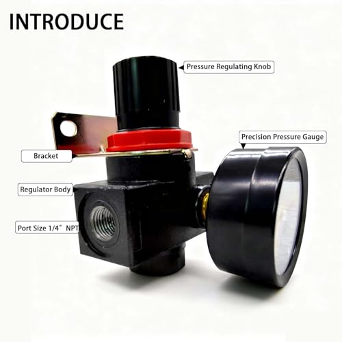 Régulateur de pression pour compresseur avec support et manomètre YSIL BR2000 1/4 NPT