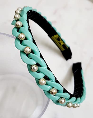 Image of Sea Green Chain Stones Hairbands from Our Embellished Collection Useful for Girls & Women (Pack of 1)