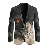 Yreiwoby Men's Sport Coats & Blazers Ink Painting Horse Blazer for Men Slim Fit Sport Coat Mens Lined One Button Suits Jackets for Horse Racing Game
