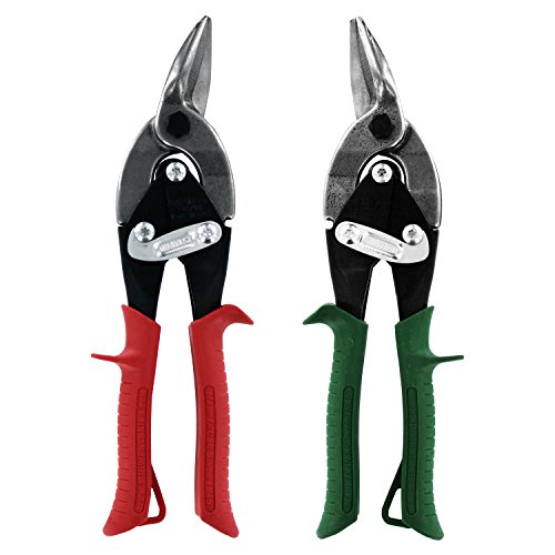 MIDWEST Aviation Snip Set - Left and Right Cut Regular Tin Cutting Shears with Forged Blade & KUSH'N-POWER Comfort Grips - MW-P6716C