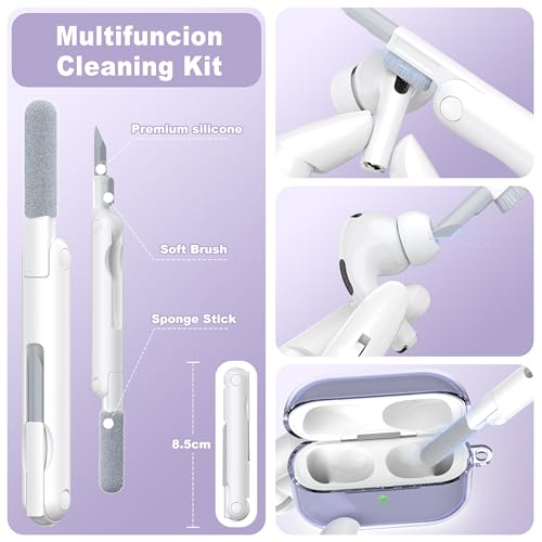 Image of for AirPods Pro 3 Clear Case 2025, Military-Grade Shockproof, Soft TPU Highly Transparent Anti-Yellowing for AirPods Pro 3 Case with Cleaning Kit & Cute Round Buckle, Clear Purple