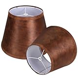 Cowhide Lamp Shades Set of 2, 7' Top X 11' Bottom X 8' High For Bedroom Living Room Easy Assembly Required Spider Fitter