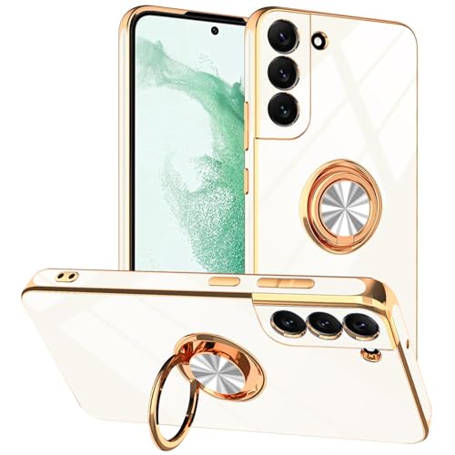 Coque Samsung S22 antichoc en TPU galvanisé blanc aux finitions métalliques