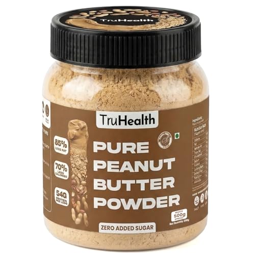 Image of TruHealth Unsweetened Peanut Butter Powder makes 500g spread | No Added Sugar, Unsweetened | High Protein, Low Fat PB Powder | Vegan, Gluten-Free, Non-GMO | Perfect for Smoothies, Baking & Oatmeal | 200g powder