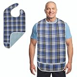 Modaliv Adult Bib - Reusable Clothing Protector - Waterproof - Crumb Catcher - Machine Washable (Blue)