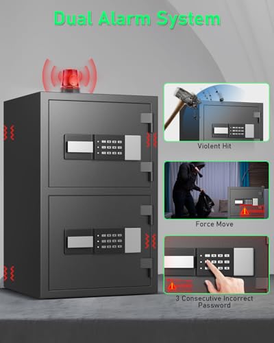 Image of 5.5 Cubic Extra Large Safe Fireproof Waterproof, Digital Security Safe Box with Removable Shelf, Soft Lining & Dual Alarm for Home Office