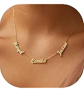 Custom Name Necklace Personalized for Women,2-4 Multiple Name Necklace 18K Gold Plated Handmade N...