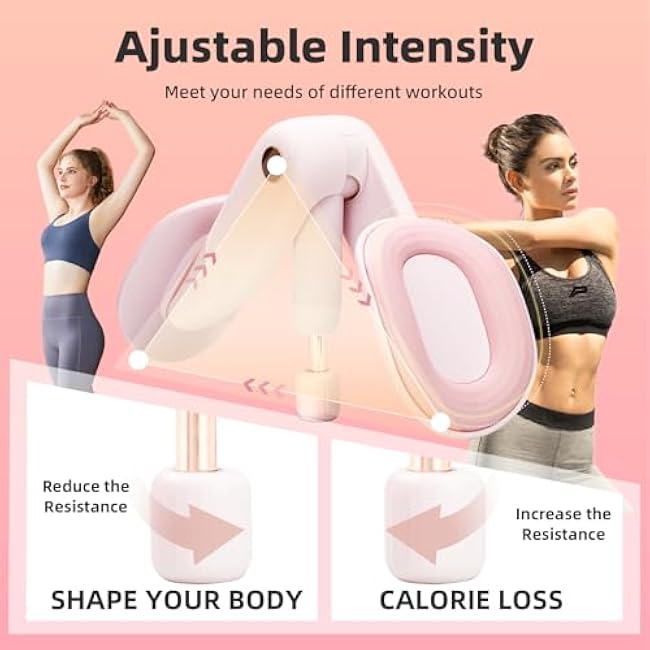 Thigh Trainer Thigh Hip Trainer Kegel Exerciser 36 LB, Leg and Inner Thigh Strength Exercise Equipment, Hip Shaper Trainer Machine£¬Pink