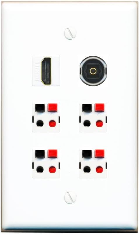RiteAV 4 Speaker 1 Toslink-Optical HDMI Wall Plate - Flat Style [Stainless Steel]