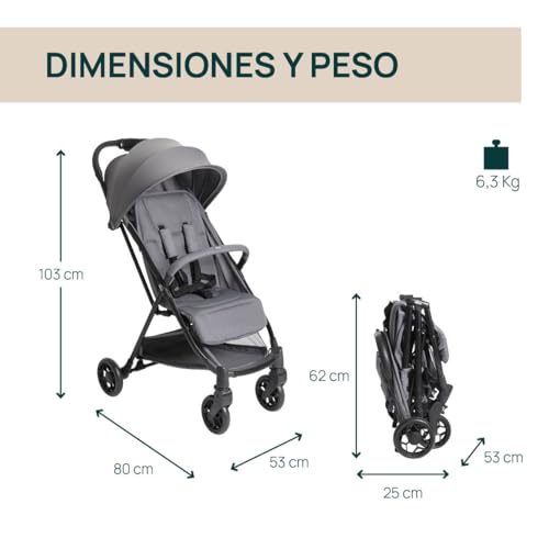 Miniatura 2 de Chicco Urbino Silla de Paseo, Desde nascimiento hasta 22 Kg, Carrito Bebé, Plegado automatico con una sola mano, Compacto y Ligero, Capota con Protección UV50+, Respaldo Ajustable y Reclinable, Gris