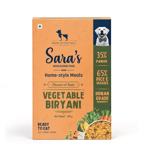Image of Sara's Wholesome by HUFT Flavours of India Vegetable Biryani Wet Dog Food - 100 gm (Pack of 10) | Value Pack | Vegetarian Recipe | Complete & Balanced Nutrition for Dogs of All Breeds