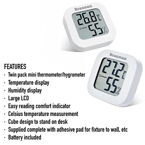Brannan Twin Pack LCD Room Thermometer Indoor Humidity Meter Hygrometer - Image 3