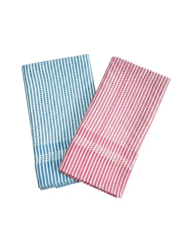 Image of Cotton Large Size Bath Towels | 500 GSM |Quick Dry & Absorbent Towels for Bath, Travel, Gym & Beach| Pack of 2 | Lightweight | Skin Friendly | Multicolor (Pink and Sky Blue)