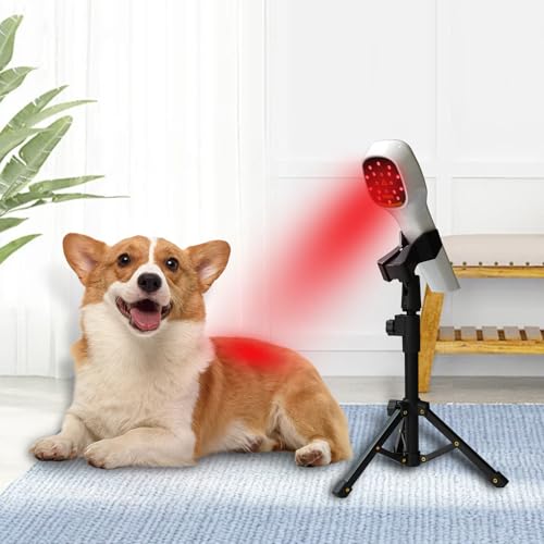 Image of Cold Therapy for Dogs - Infrared Red Light Therapy Device with Adjustable Stand, 4X808 nm &14 x650nm Therapy Device for Pain Relief Arthritis, Spinal and Promote Blood Circulation