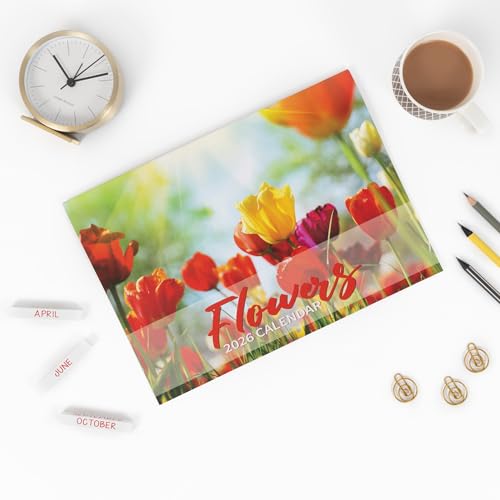 Calendario 2026 de flores silvestres con vista mensual y papel de alta calidad A3 para pared 2