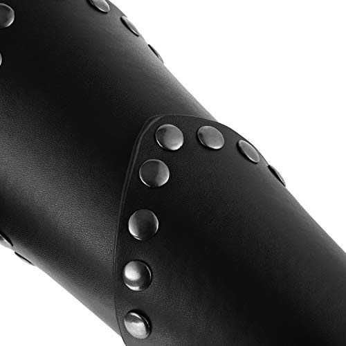 Hzman Faux Leather Metal Link Gauntlet Wristband Wide Bracer Arm Armor Cuff/Leg Guards Leggings Calf Armor (Arm Armor -1) #TOP5
